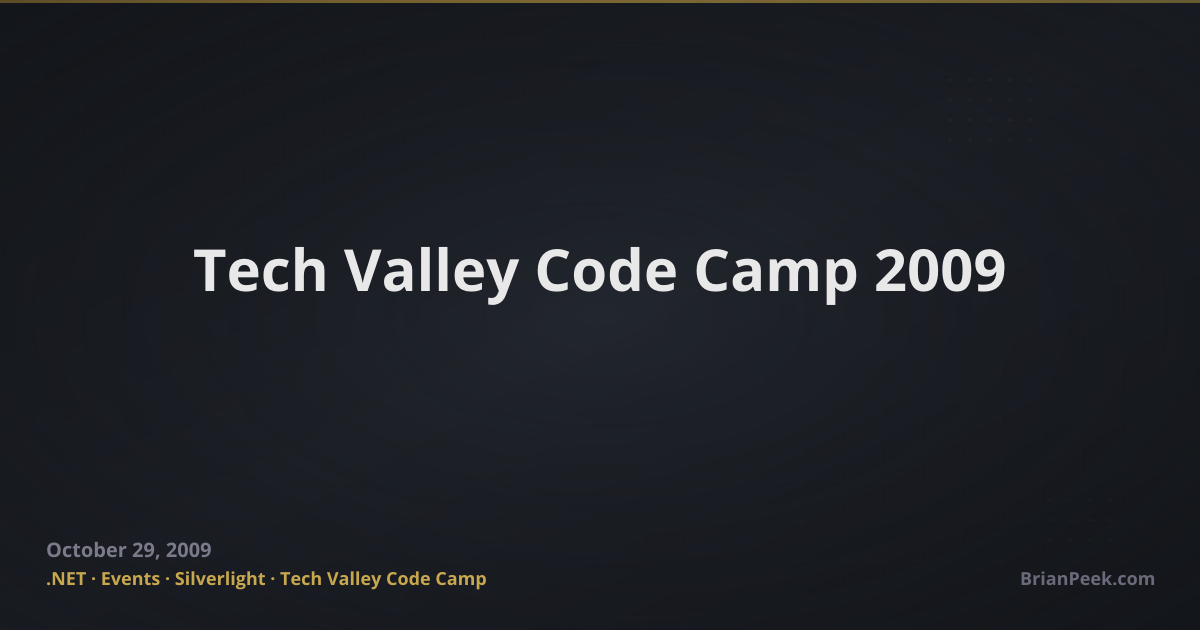 Tech Valley Code Camp 2009 | BrianPeek.com